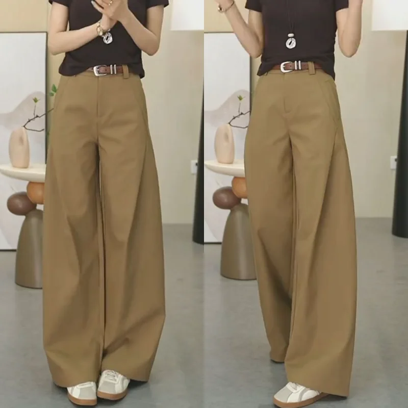 Japanese Style Khaki Cargo Wide Leg Pants Women's Autumn New Style Loose Slimming Lazy Casual Style Straight Leg Trousers
Japanese Style Khaki Cargo Wide Leg Pants Women's Autumn New Style Loose Slimming Lazy Casual Style Straight Leg Trousers