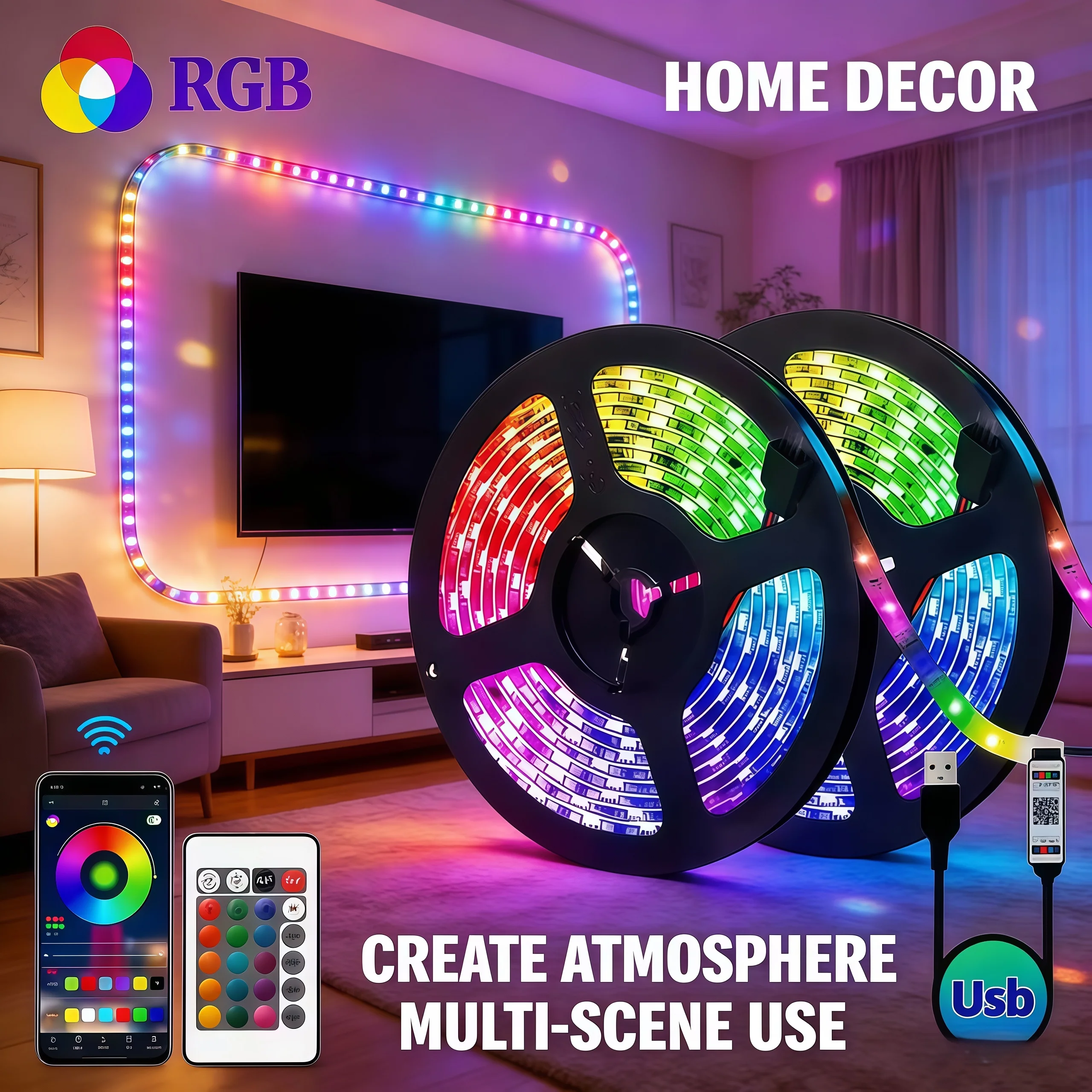 Bluetooth App 1-30m RGB 5050 Led Strip Light 5V USB Led Tape Flexible Ribbon Diode Tape for TV Backlight Gaming Room Decoration
Bluetooth App 1-30m RGB 5050 Led Strip Light 5V USB Led Tape Flexible Ribbon Diode Tape for TV Backlight Gaming Room Decoration