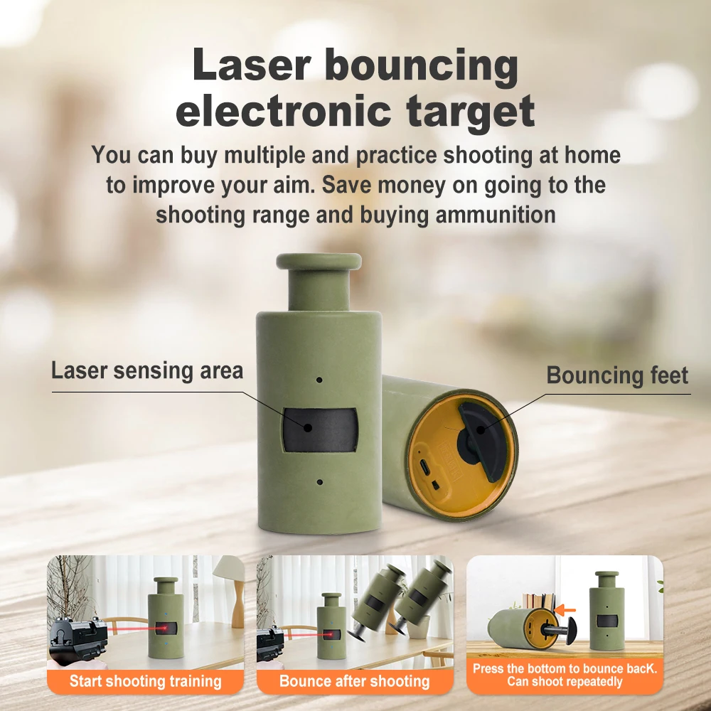 Bouncing laser sensing electronic target color sensitive shooting practice and sound effect training toy equipment
Bouncing laser sensing electronic target color sensitive shooting practice and sound effect training toy equipment