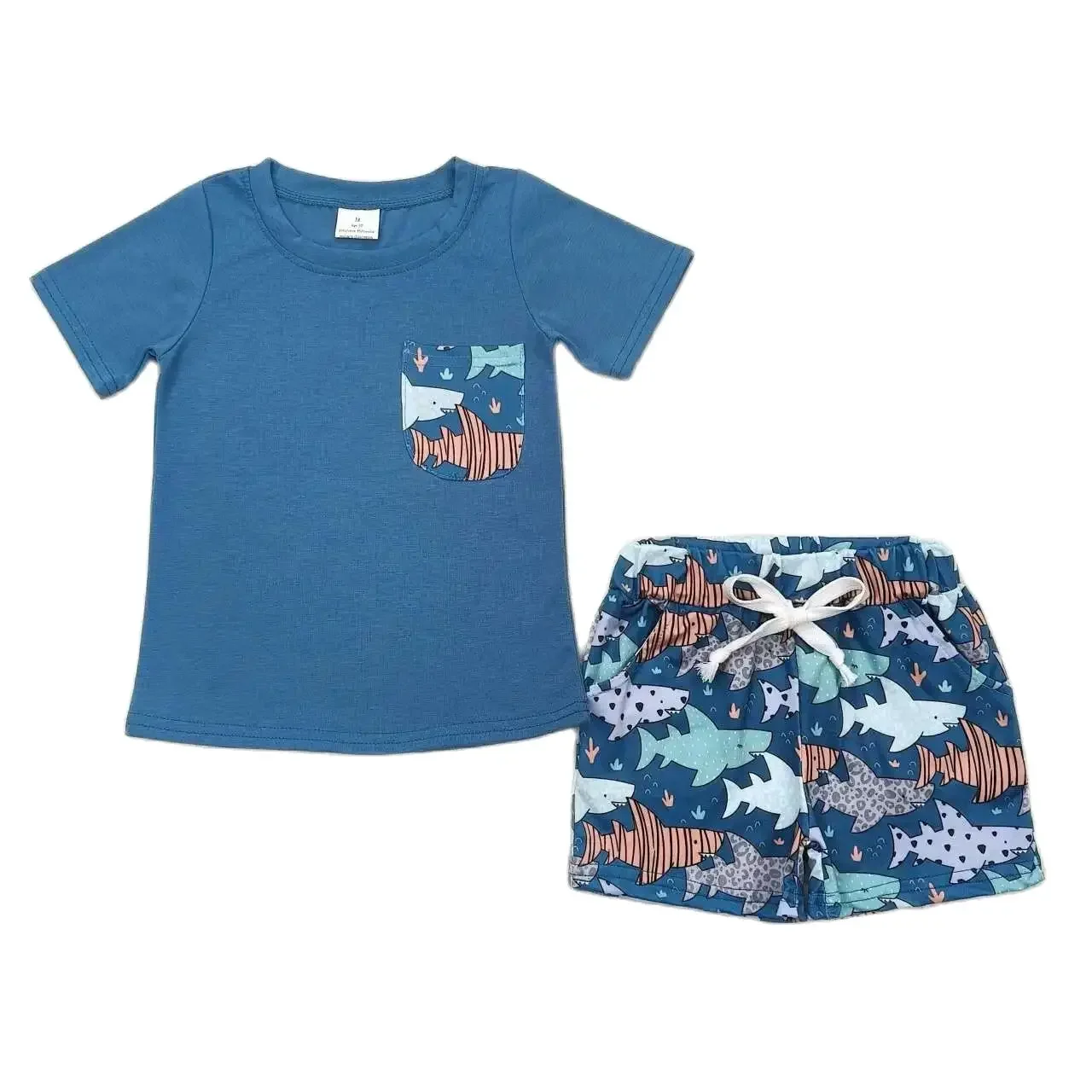 BSSO0830 Kids Boys Summer Outfit Sets Short Sleeves Top Shark Print With Shorts Children Clothes
BSSO0830 Kids Boys Summer Outfit Sets Short Sleeves Top Shark Print With Shorts Children Clothes