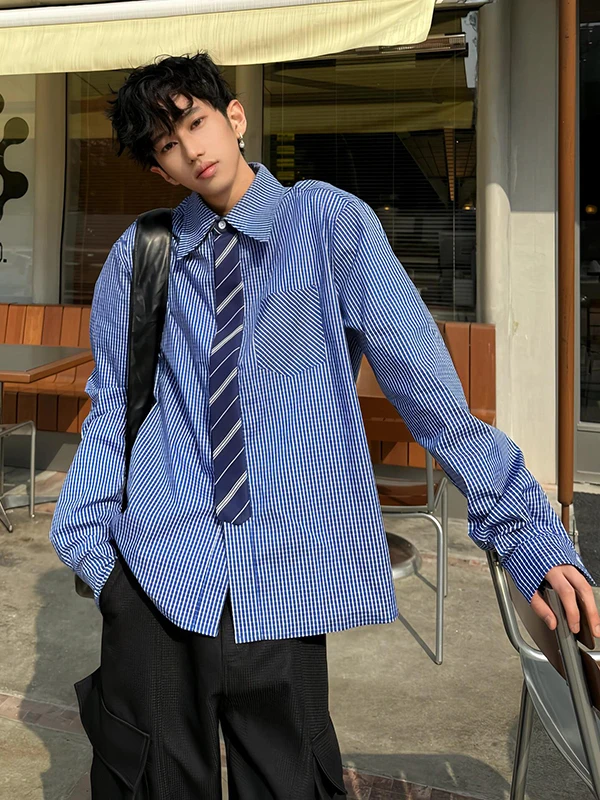Cleanfit Men's Plaid Shirt Blue American Retro Design Sense Outerwear Tie Included Loose Fit Long Sleeve Four Seasons
Cleanfit Men's Plaid Shirt Blue American Retro Design Sense Outerwear Tie Included Loose Fit Long Sleeve Four Seasons