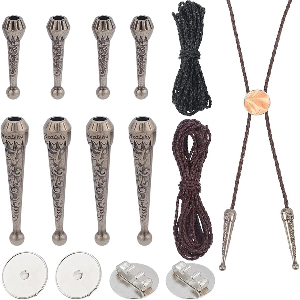 AOAO-Bolo Tie 5 Yards Bolo Tie Cords Bolo Tips Replacement End Caps Buckle Fashion Finding for Making Inner
AOAO-Bolo Tie 5 Yards Bolo Tie Cords Bolo Tips Replacement End Caps Buckle Fashion Finding for Making Inner