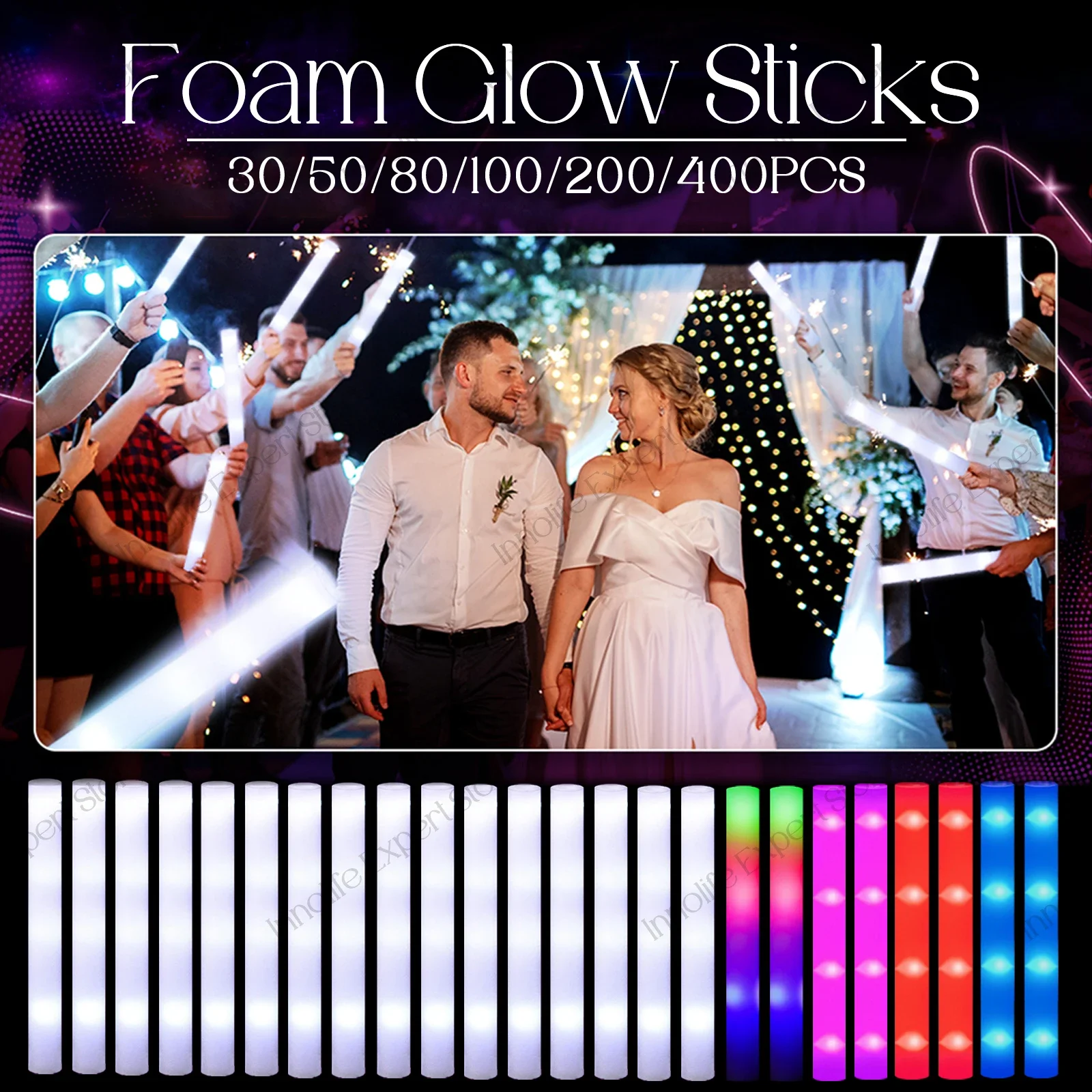 400-30PCS LED Foam Glow Sticks Glow Party Supply with 3 Modes Glow Stick for Wedding for Birthday Concert Halloween Christmas
400-30PCS LED Foam Glow Sticks Glow Party Supply with 3 Modes Glow Stick for Wedding for Birthday Concert Halloween Christmas