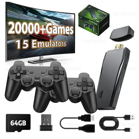 Console per videogiochi 4K Controller Wireless Gamepad Built-in 10000 giochi lettore di giochi portatile retrò 64G per PS1/FC/GBA Game Stick