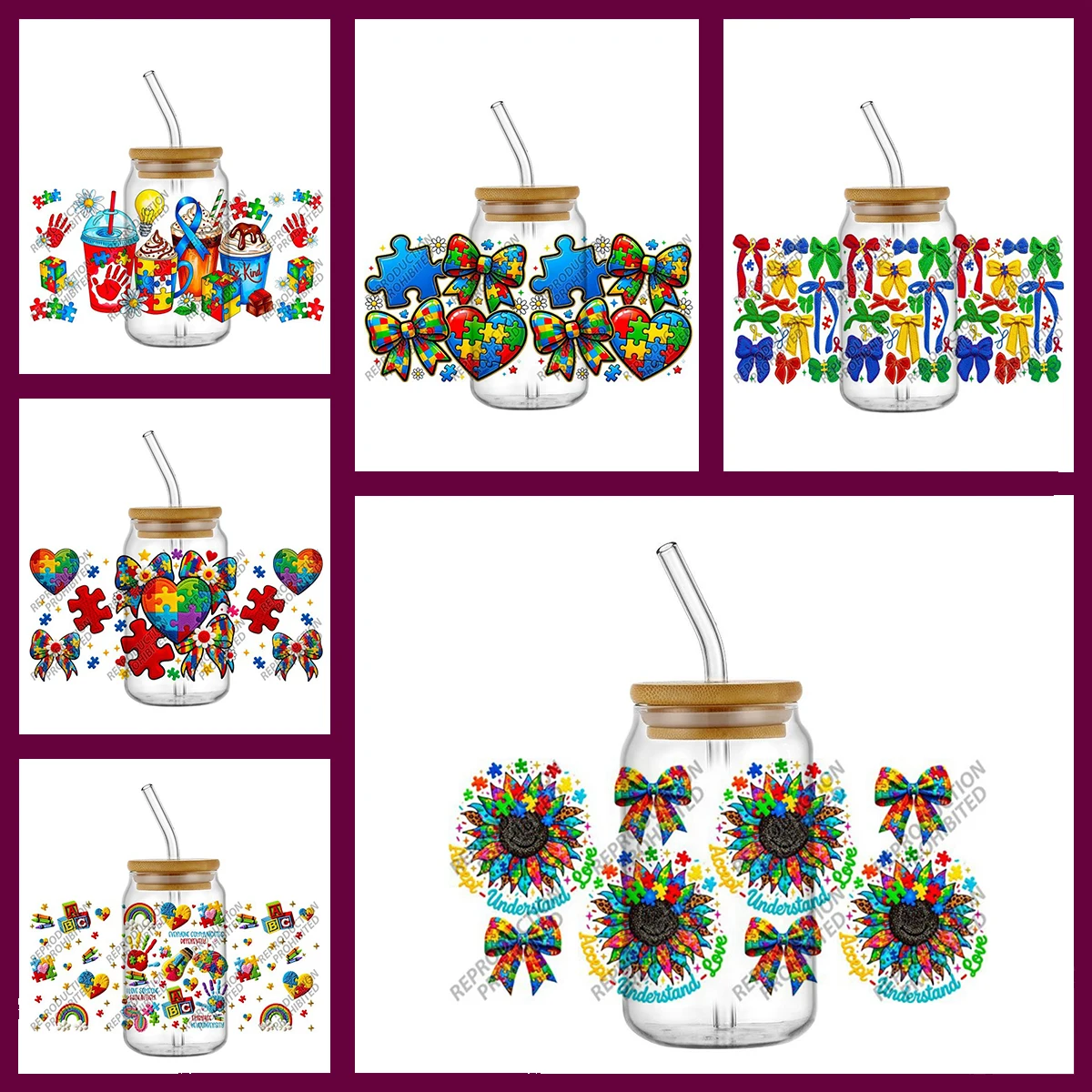 New Autism Awareness Series 3D Pattern Transfer Stickers for Glasses Autism Mom Era Fade Resistant UV DTF Cup Decals for Libbey
New Autism Awareness Series 3D Pattern Transfer Stickers for Glasses Autism Mom Era Fade Resistant UV DTF Cup Decals for Libbey
