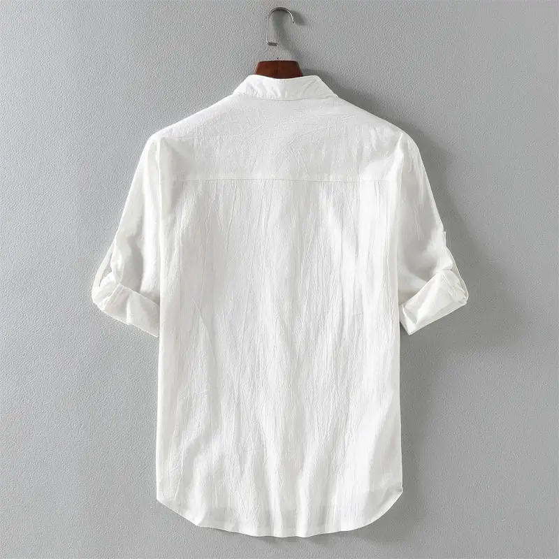 Summer Thin Cotton Linen Loose ort Sve Men's T-irt round Ne Youth f Sve irt White Top Comfortable Breathable
Summer Thin Cotton Linen Loose ort Sve Men's T-irt round Ne Youth f Sve irt White Top Comfortable Breathable