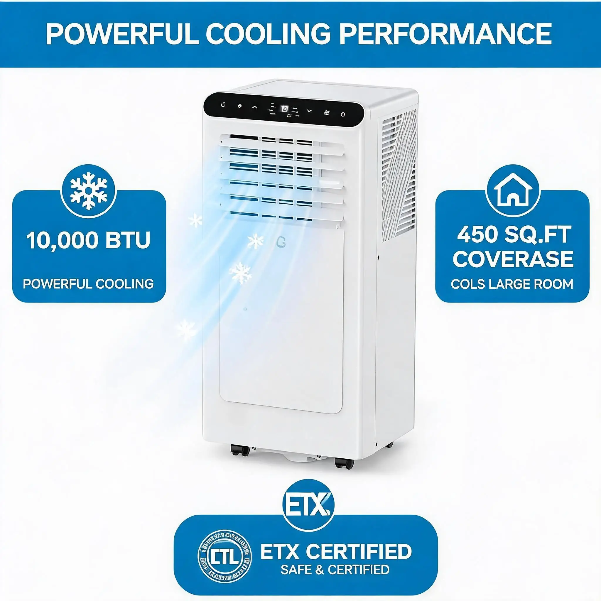 10000 BTU Portable Air Conditioner 4-In-1 Standing AC Unit Cools Up To 450 Sq Ft With Fan Dehumidifier Sleep Mode Quiet Operation For Bedroom
10000 BTU Portable Air Conditioner 4-In-1 Standing AC Unit Cools Up To 450 Sq Ft With Fan Dehumidifier Sleep Mode Quiet Operation For Bedroom