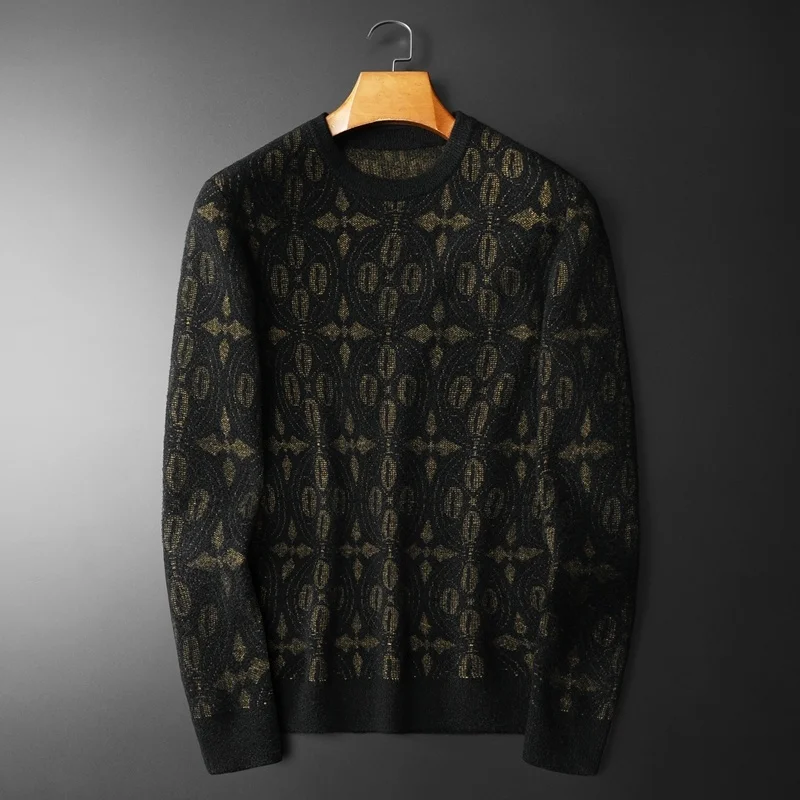 Spring Jacquard Contrast Print Men Long Sleeve Slim Knitted Pullover Sweater Social Dress Shirt Streetwear Clothing
Spring Jacquard Contrast Print Men Long Sleeve Slim Knitted Pullover Sweater Social Dress Shirt Streetwear Clothing