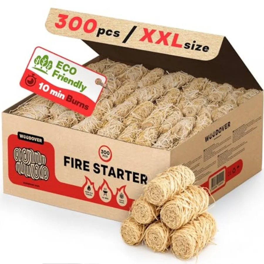 300 pcs Large Fire Starters for Fireplace, Natural Fire Starter for Campfires, for Wood Stove, BBQ, Grill, Pizza Oven, Outdoor
300 pcs Large Fire Starters for Fireplace, Natural Fire Starter for Campfires, for Wood Stove, BBQ, Grill, Pizza Oven, Outdoor