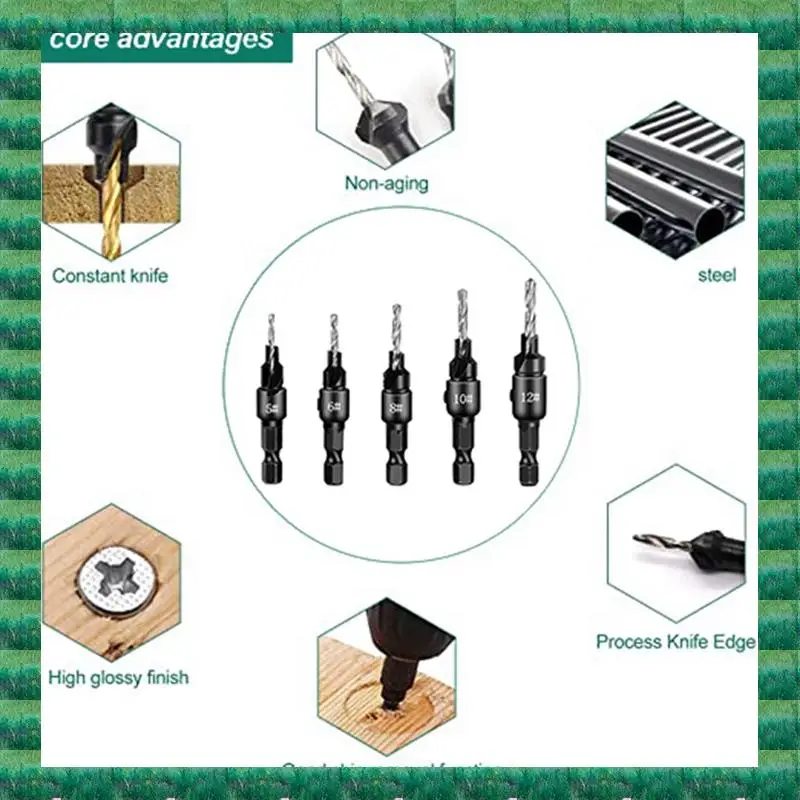 B76A Countersink Woodworking Set 5 Pieces Countersunk Bits Set, 8 Pieces Countersunk Drills 7X2.2X2cm For Woodworking, DIY
B76A Countersink Woodworking Set 5 Pieces Countersunk Bits Set, 8 Pieces Countersunk Drills 7X2.2X2cm For Woodworking, DIY