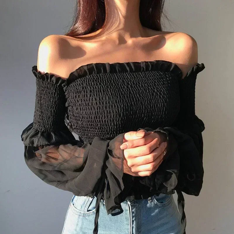 2024 Spring Fashion Women Long Sleeve Off Shoulder Cropped Tops Solid Color Pleated Bow Blouse Ladies Shirt Lace Up Corset 12813
2024 Spring Fashion Women Long Sleeve Off Shoulder Cropped Tops Solid Color Pleated Bow Blouse Ladies Shirt Lace Up Corset 12813