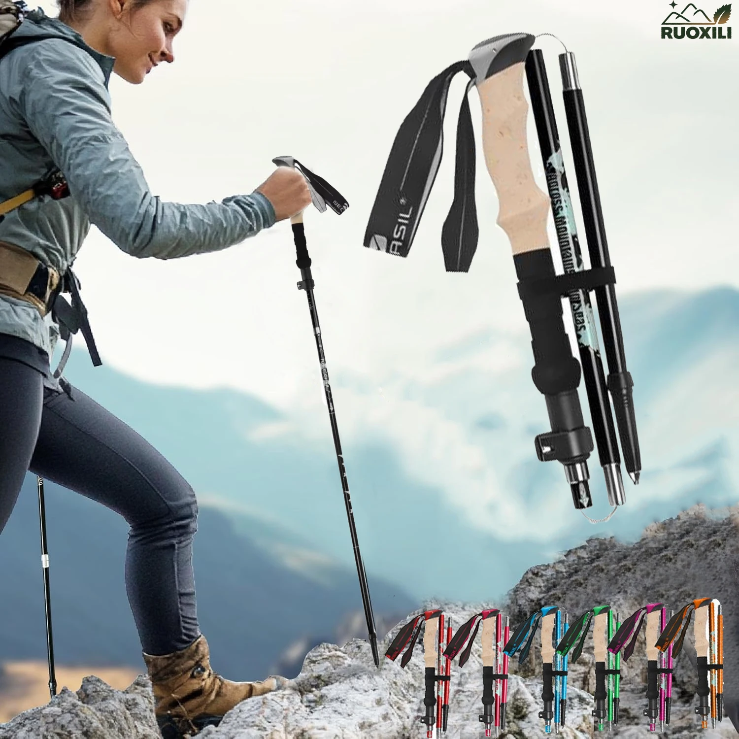 Сверхлегкие алюминиевые треккинговые палки, регулируемые, телескопические 5-секционные походные палки — эргономичная ручка, прочный альпинизм на открытом воздухе
Сверхлегкие алюминиевые треккинговые палки, регулируемые, телескопические 5-секционные походные палки — эргономичная ручка, прочный альпинизм на открытом воздухе