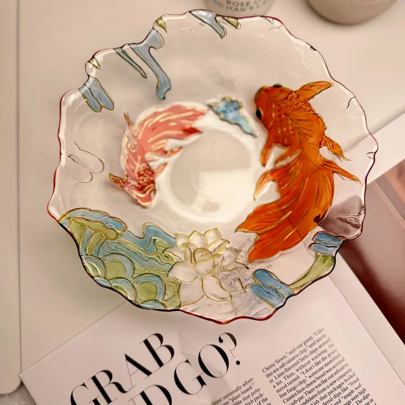 Painted Pisces Fruit Plate,Transparent Crystal Glass Dim Sum Plate Cake Plate,Home Living Room Tea Table Salad Plate Decoration
Painted Pisces Fruit Plate,Transparent Crystal Glass Dim Sum Plate Cake Plate,Home Living Room Tea Table Salad Plate Decoration