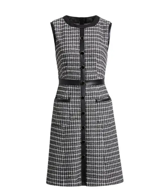 Womens Dresses 2026 New Spring Fashion Retro Houndstooth Button Decor Round Neck Sleeve Commute Office Lady Tweed Vest Dress
Womens Dresses 2026 New Spring Fashion Retro Houndstooth Button Decor Round Neck Sleeve Commute Office Lady Tweed Vest Dress