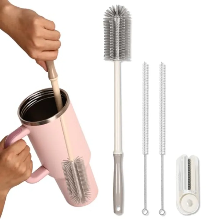 15.7" Bottle Brush Set - Water Bottle and Straw Cleaner Brush with Long Handle for Hydro Flasks, Sports Bottles, Tumblers, Glas
15.7" Bottle Brush Set - Water Bottle and Straw Cleaner Brush with Long Handle for Hydro Flasks, Sports Bottles, Tumblers, Glas