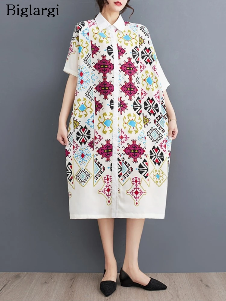 Oversized Summer Midi Shirts Dress Women Floral Print Fashion Loose Pleated Ladies Dresses Short Sleeve Casual Woman Dress
Oversized Summer Midi Shirts Dress Women Floral Print Fashion Loose Pleated Ladies Dresses Short Sleeve Casual Woman Dress