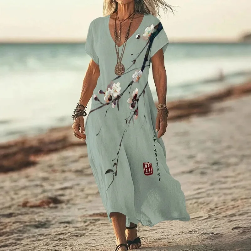 Vintage Plum Blossom Art Print V-neck Dress 3D Printed Casual V-neck Dress Female Dresses
Vintage Plum Blossom Art Print V-neck Dress 3D Printed Casual V-neck Dress Female Dresses