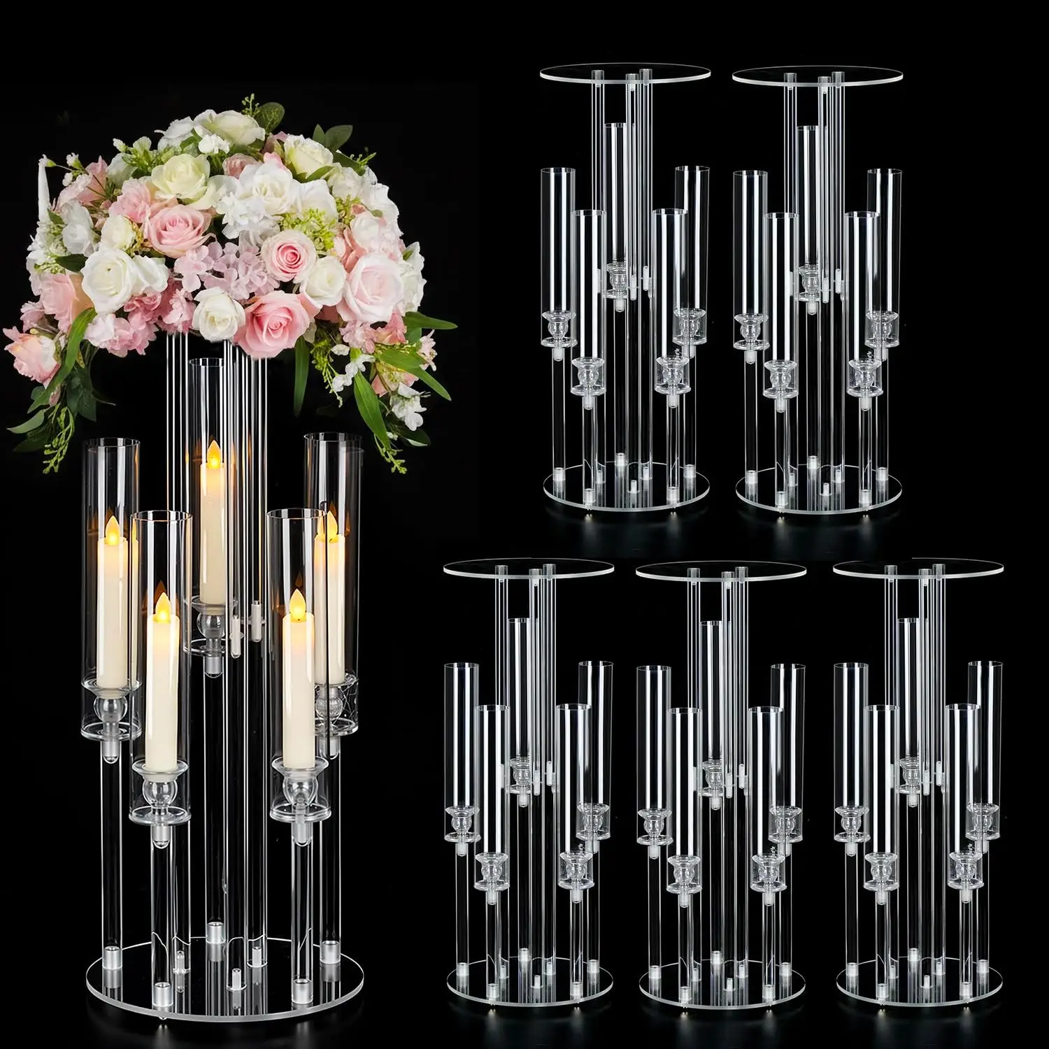 6Pcs Clear Acrylic 5 Arm Candelabra With Flower Stand For Wedding Table Birthday Banquet Party Event Decoration
6Pcs Clear Acrylic 5 Arm Candelabra With Flower Stand For Wedding Table Birthday Banquet Party Event Decoration