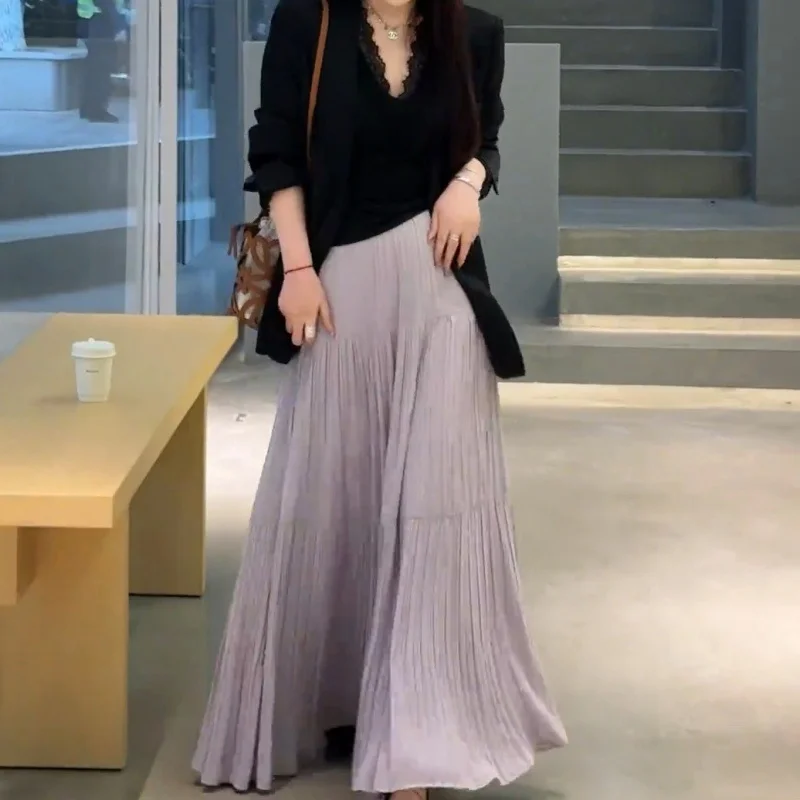 French Retro High-Waisted Pleated Chiffon Skirt Romantic Super Fairy Long Umbrella Skirt Slim Fit Big Swing for Women
French Retro High-Waisted Pleated Chiffon Skirt Romantic Super Fairy Long Umbrella Skirt Slim Fit Big Swing for Women