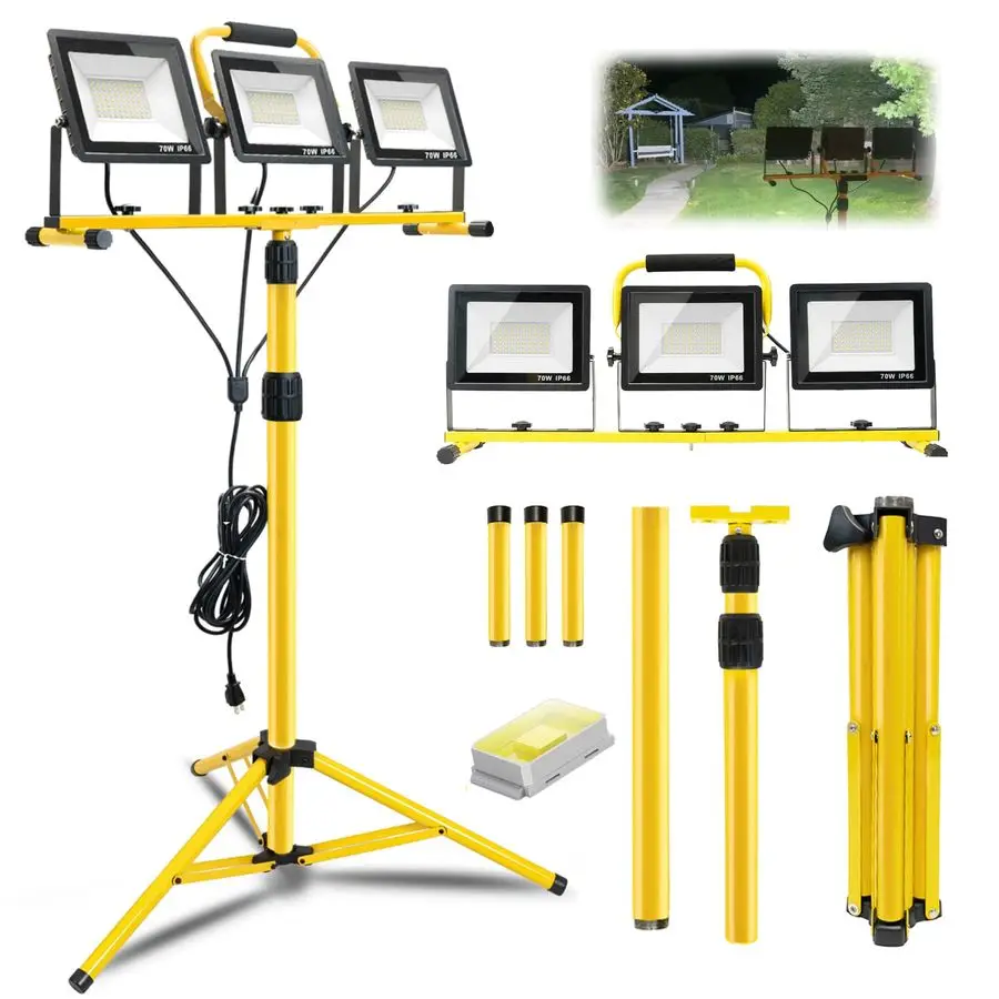 LED Work Lights with Stand 3 Head Adjustable Work Light with Individual Switch IP66 Waterproof Foldable Tripod Worklight with 16
LED Work Lights with Stand 3 Head Adjustable Work Light with Individual Switch IP66 Waterproof Foldable Tripod Worklight with 16