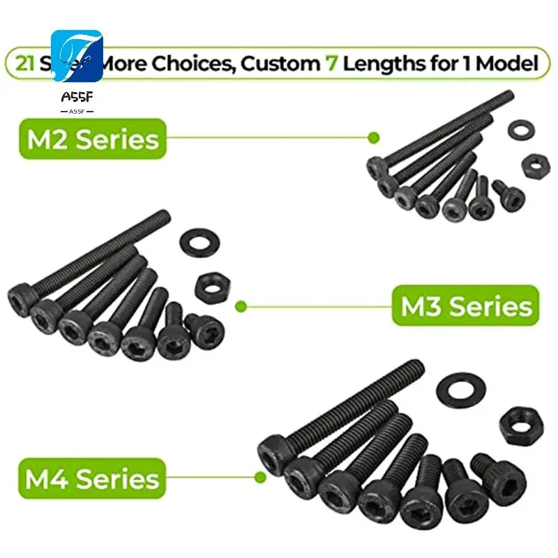 A55F-1260PCS Ассортимент метрических болтов M2 M4, 21 размеры винтов, гаек и набор машин с шестигранной головкой, черный
A55F-1260PCS Ассортимент метрических болтов M2 M4, 21 размеры винтов, гаек и набор машин с шестигранной головкой, черный