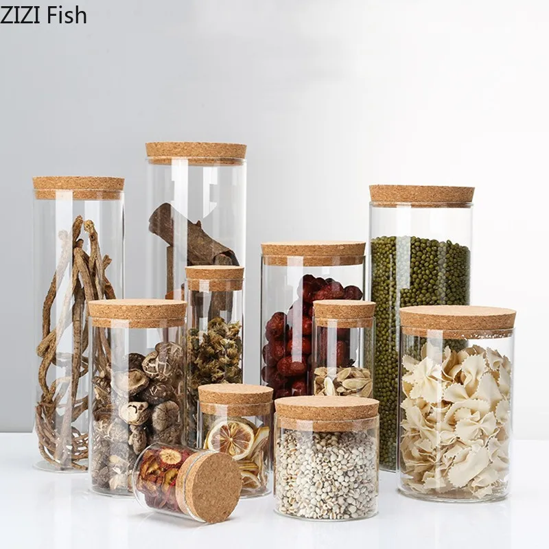 Kitchen Glass Storage Jar with Cork Cover Home Transparent Tea Sealed Tin Cans Candy Grains Coffee Beans Storage Container
Kitchen Glass Storage Jar with Cork Cover Home Transparent Tea Sealed Tin Cans Candy Grains Coffee Beans Storage Container