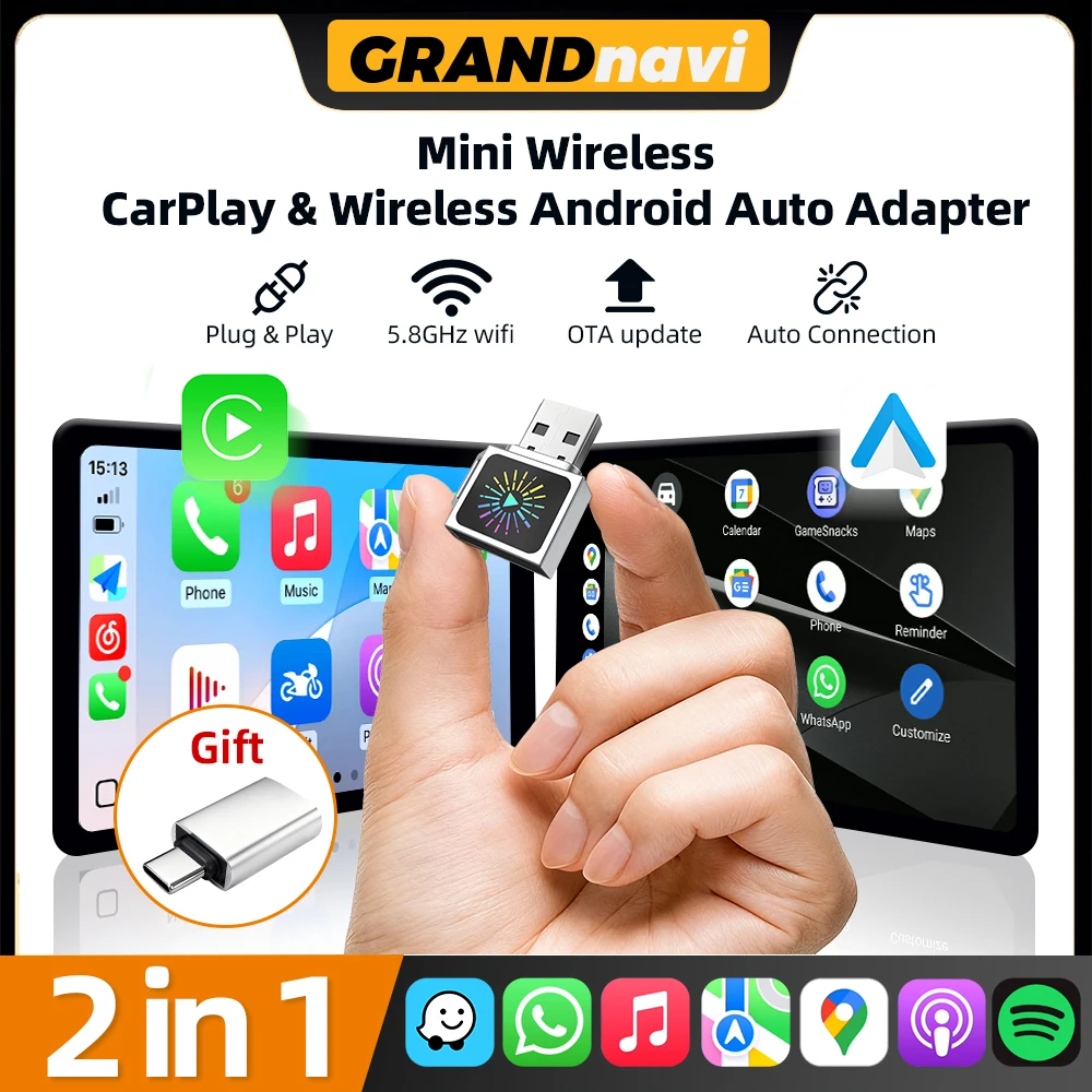 2 IN1 Wireless Carplay Adapter, Converts Wired to Wireless carplay Adapter for iPhone,Wireless Control Plug & Play Carplay
2 IN1 Wireless Carplay Adapter, Converts Wired to Wireless carplay Adapter for iPhone,Wireless Control Plug & Play Carplay