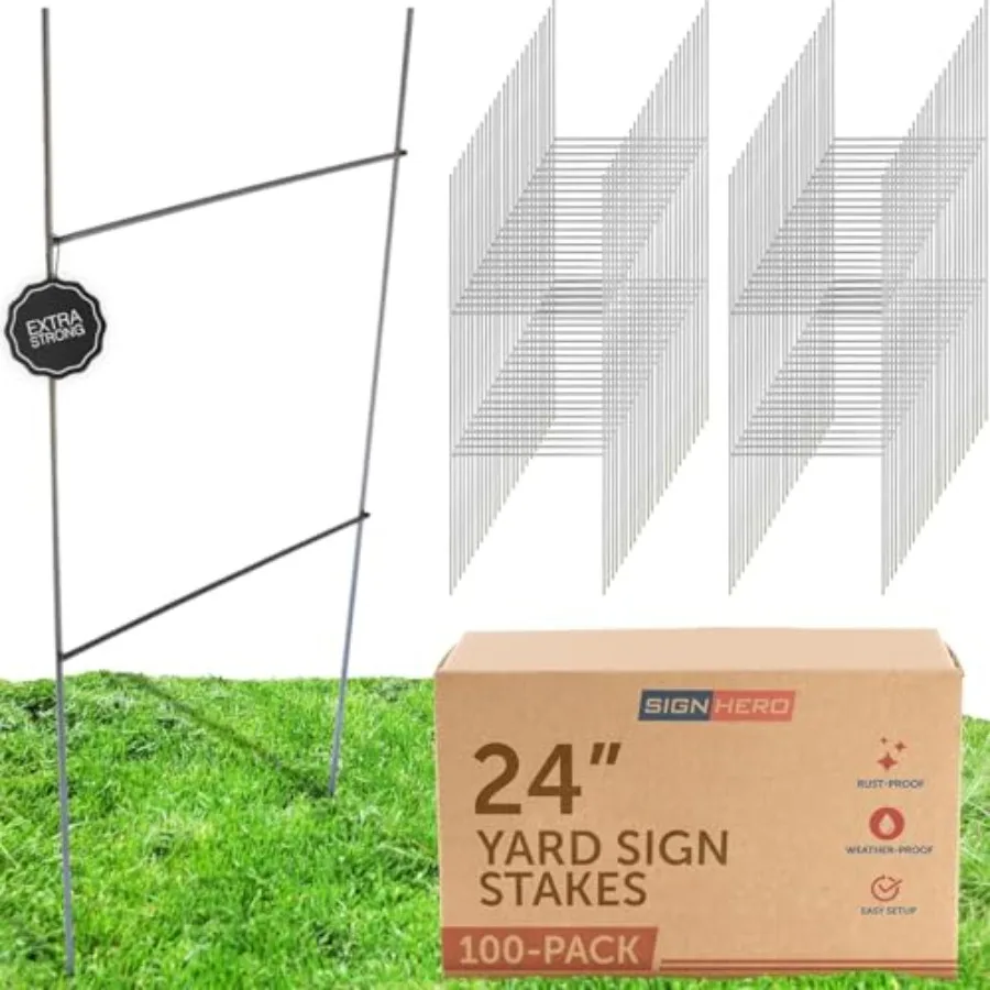 Yard Sign Stakes 100 Pack Durable 24 Metal H-Stakes for Corrugated Plastic Signs, 9-Gauge Galvanized Wire, Weatherproof Rust-Re
Yard Sign Stakes 100 Pack Durable 24 Metal H-Stakes for Corrugated Plastic Signs, 9-Gauge Galvanized Wire, Weatherproof Rust-Re