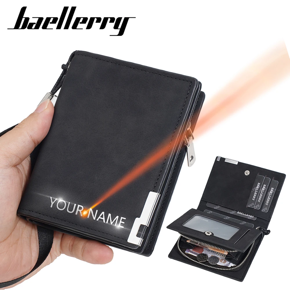Baellerry New Men Wallets Name Engraving Short Card Bags Zipper Male Coin Purses Card & ID Holders Money Clips For Men
Baellerry New Men Wallets Name Engraving Short Card Bags Zipper Male Coin Purses Card & ID Holders Money Clips For Men