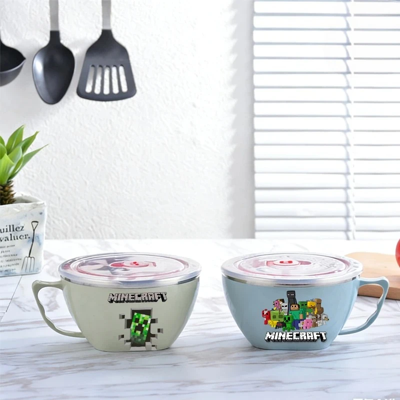 Pixel Game Stainless Steel Bowl Minecrafted Double-layer Heat Protection Instant Noodle Bowl Food Storage Container with Cover
Pixel Game Stainless Steel Bowl Minecrafted Double-layer Heat Protection Instant Noodle Bowl Food Storage Container with Cover