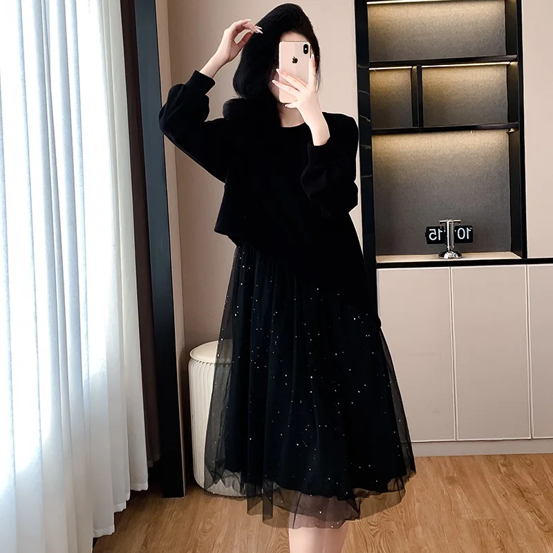 plus Size Mesh Splice Dress Women's Autumn New Style Hepburn Long Sleeve round Neck Mid-Length Slimming Base Shirt
plus Size Mesh Splice Dress Women's Autumn New Style Hepburn Long Sleeve round Neck Mid-Length Slimming Base Shirt
