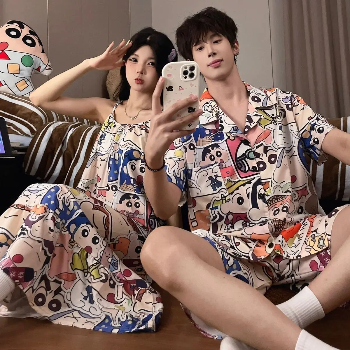 Crayon Shin-chan Pajamas Cute Cartoon Originality Printing Lovers Pajamas Summer Loose Comfort Thin Style Household Clothes Suit
Crayon Shin-chan Pajamas Cute Cartoon Originality Printing Lovers Pajamas Summer Loose Comfort Thin Style Household Clothes Suit
