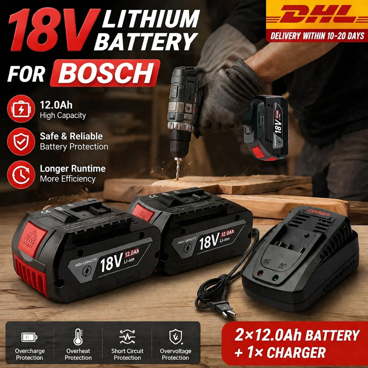 18V 12.0Ah Battery Original for Bosch 18V Professional power tools GBA GBH GSR GSB BAT618 BAT609 BAT620 Replacement Battery
18V 12.0Ah Battery Original for Bosch 18V Professional power tools GBA GBH GSR GSB BAT618 BAT609 BAT620 Replacement Battery