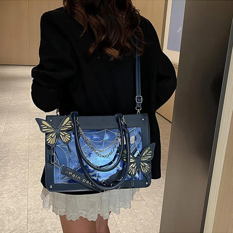 Gothic Dark Style Butterfly Spider Web Ita Bag Niche Creative Tote Bag Y2K Punk Chain Shoulder Bags Large Capacity Handbag
Gothic Dark Style Butterfly Spider Web Ita Bag Niche Creative Tote Bag Y2K Punk Chain Shoulder Bags Large Capacity Handbag