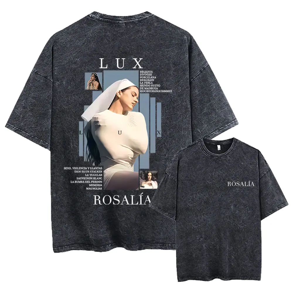 Washed Vintage Rosalia Lux Album Graphic T Shirt Men Women Hip Hop Fashion Pop Music T-shirts Male Casual Oversized Streetwear
Washed Vintage Rosalia Lux Album Graphic T Shirt Men Women Hip Hop Fashion Pop Music T-shirts Male Casual Oversized Streetwear