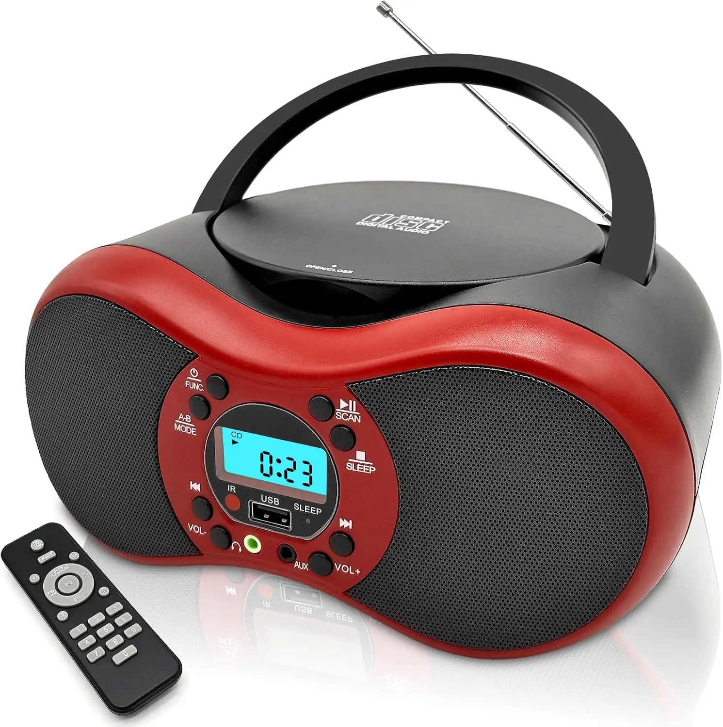 Portable CD Player Boombox with Bluetooth,FM Radio,USB/AUX Input,Remote Control&Dual Speakers for Home Outdoor Music Playback
Portable CD Player Boombox with Bluetooth,FM Radio,USB/AUX Input,Remote Control&Dual Speakers for Home Outdoor Music Playback