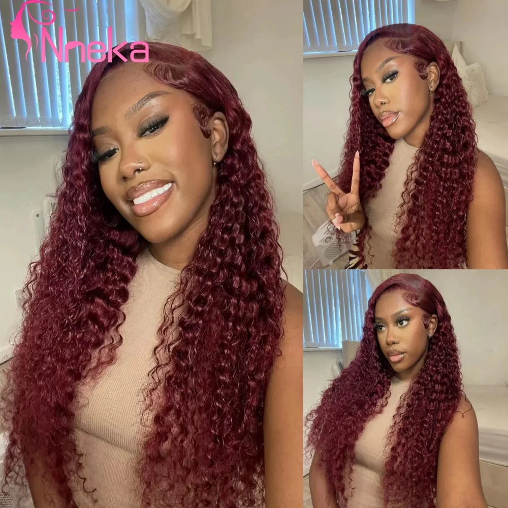 Burgundy Deep Wave 99J Human Hair Wig 13x6 HD Lace Front Wig Curly Red Color 13x4 Transparent Lace Frontal Human Hair For Women
Burgundy Deep Wave 99J Human Hair Wig 13x6 HD Lace Front Wig Curly Red Color 13x4 Transparent Lace Frontal Human Hair For Women