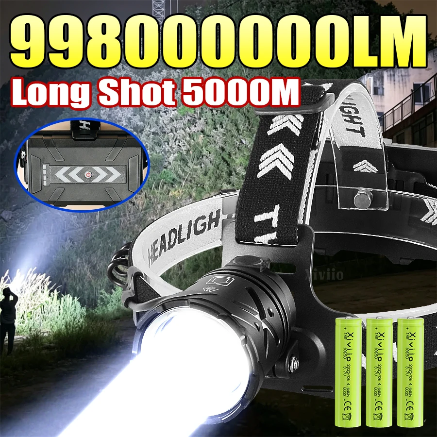 998000000LM High Power LED Headlamp Headlight Long Range 5000M Ultra Bright Head Flashlight Torch 18650 Camping Fishing Lantern
998000000LM High Power LED Headlamp Headlight Long Range 5000M Ultra Bright Head Flashlight Torch 18650 Camping Fishing Lantern