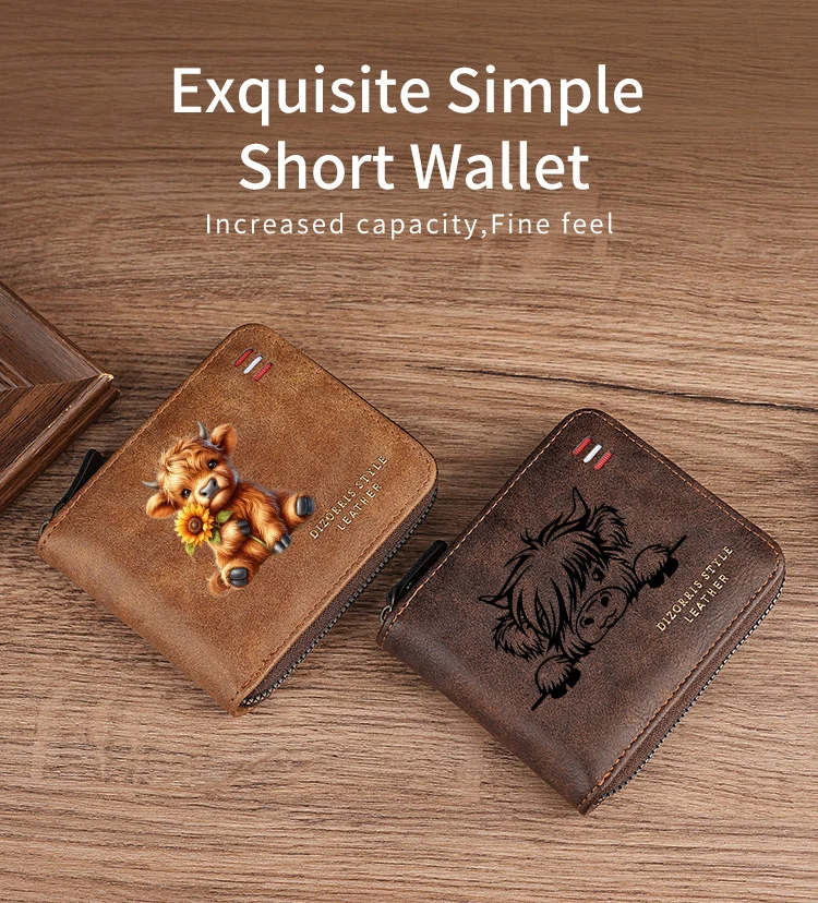 Adorable Highland Cow Men's Vintage Short Wallet Zipper Coin Purse Casual Buckle Waist Chain Money Bag For Students Gift
Adorable Highland Cow Men's Vintage Short Wallet Zipper Coin Purse Casual Buckle Waist Chain Money Bag For Students Gift