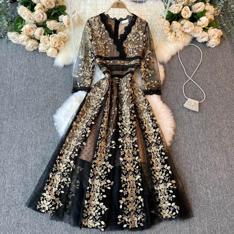 2023 New Spring Summer High Quality Women Embroidery Festa Long Cocktail Party Robe Vintage Designer Mesh Vestidos
2023 New Spring Summer High Quality Women Embroidery Festa Long Cocktail Party Robe Vintage Designer Mesh Vestidos