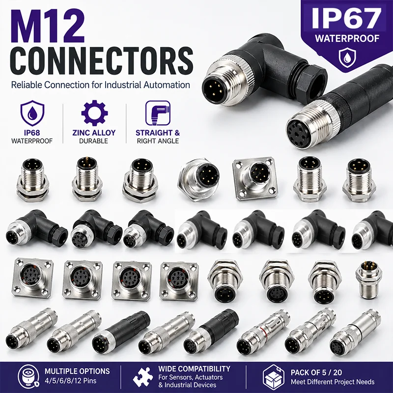 5/20PCS M12 12mm Aviation Connector Panel Mount Front Flange Socket Straight Right Angle Sensor Plug IP67 Waterproof 4/5/8/12Pin
5/20PCS M12 12mm Aviation Connector Panel Mount Front Flange Socket Straight Right Angle Sensor Plug IP67 Waterproof 4/5/8/12Pin
