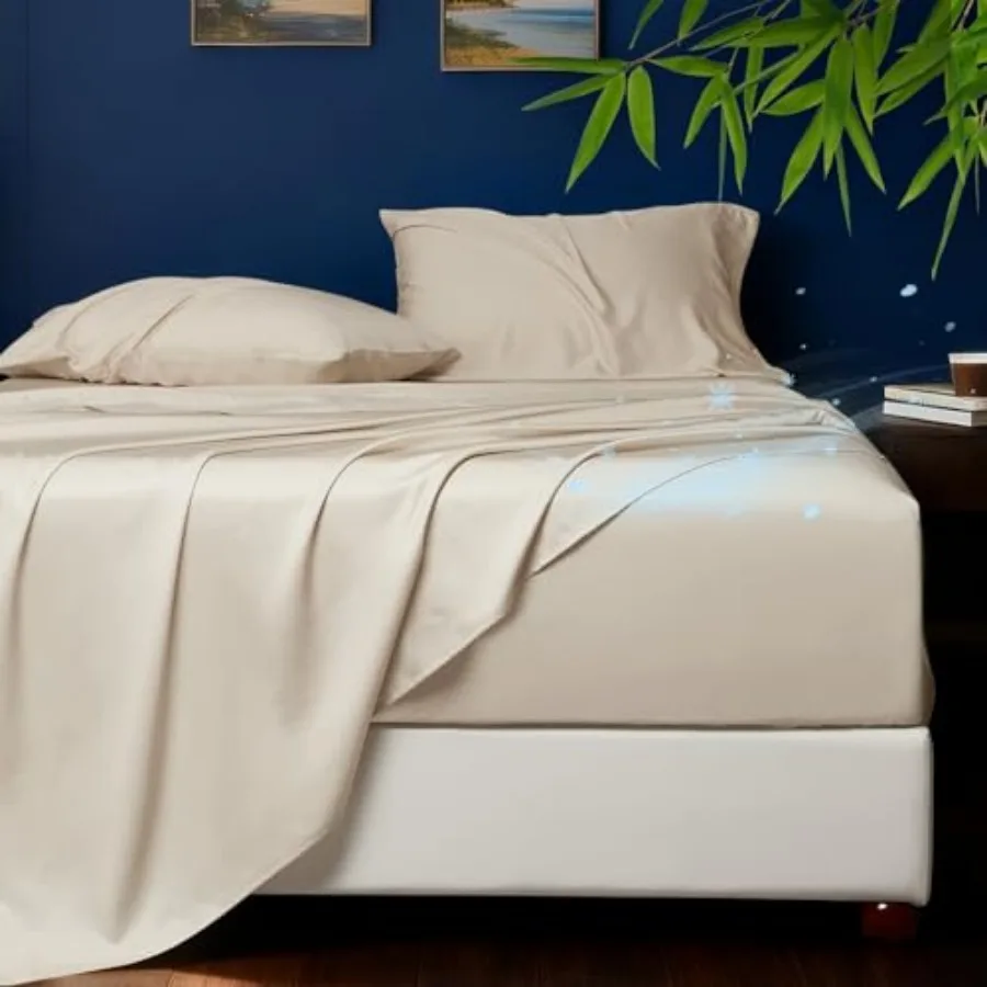 Cooling Sheets Rayon Derived from Bamboo Silk Soft and Breathable No Sweat Luxury Sheet Set Extra Deep Pocket Sheets Fits 18" 2
Cooling Sheets Rayon Derived from Bamboo Silk Soft and Breathable No Sweat Luxury Sheet Set Extra Deep Pocket Sheets Fits 18" 2
