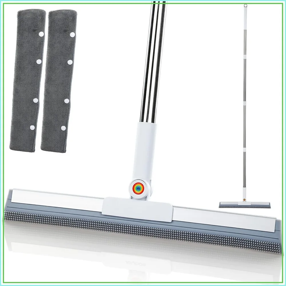 62" Long Handle Rubber Squeegee Broom for Pet Hair, Floor, Garage, Tile & Carpet with 2 Microfiber Pads
62" Long Handle Rubber Squeegee Broom for Pet Hair, Floor, Garage, Tile & Carpet with 2 Microfiber Pads