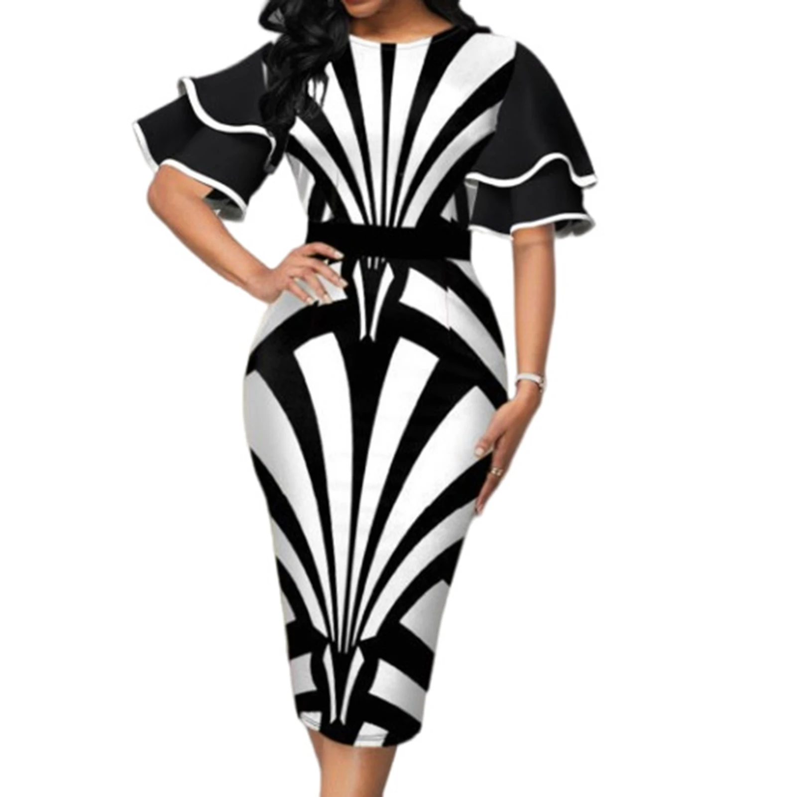 Women's Fashion Dress Layered Flared Sleeve Printed Slim Dress Suitable for Vacation Traveling Wear
Women's Fashion Dress Layered Flared Sleeve Printed Slim Dress Suitable for Vacation Traveling Wear