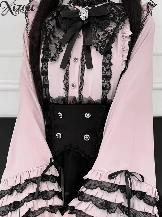 Gothic Jirai Kei Lolita Lace Long Sleeve Blouse Pink Ruffle Bow Tie Y2K Inner Shirt Daily Top 2026 Spring Autumn Blouses Women
Gothic Jirai Kei Lolita Lace Long Sleeve Blouse Pink Ruffle Bow Tie Y2K Inner Shirt Daily Top 2026 Spring Autumn Blouses Women