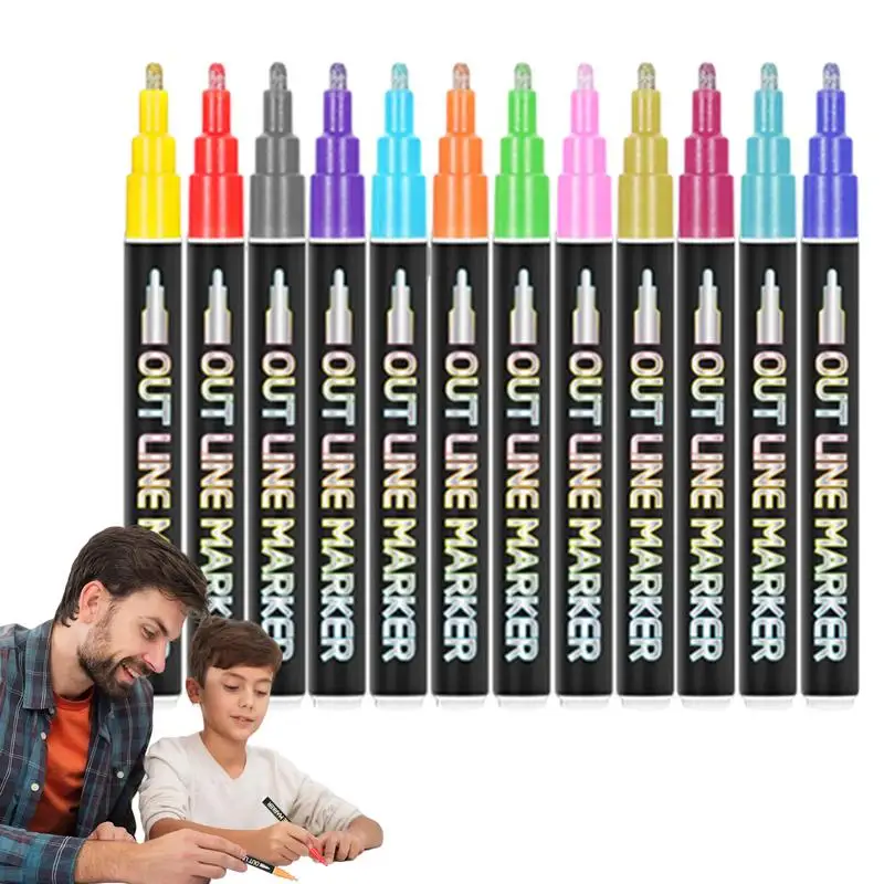Outline Pens Colorful Outline Markers Self-outline Markers Sparkle Doodle Drawing Pens For Greeting Card Scrapbooking DIY Art
Outline Pens Colorful Outline Markers Self-outline Markers Sparkle Doodle Drawing Pens For Greeting Card Scrapbooking DIY Art