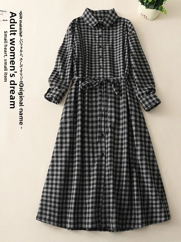 Elegant Plaid Long Sleeve Shirt Dress Women's plus Size Design Sense Artistic Waist-Cinching A-Line Gown Vintage Style
Elegant Plaid Long Sleeve Shirt Dress Women's plus Size Design Sense Artistic Waist-Cinching A-Line Gown Vintage Style
