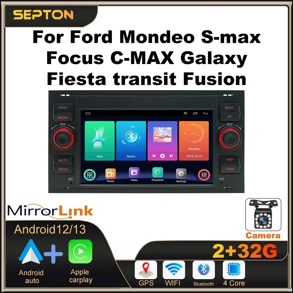 SEPTON Android 12 Car Radio for Ford Mondeo S-max Focus C-MAX Galaxy Fiesta Transit Fusion Wifi CarPlay Multimedia Player GPS
SEPTON Android 12 Car Radio for Ford Mondeo S-max Focus C-MAX Galaxy Fiesta Transit Fusion Wifi CarPlay Multimedia Player GPS