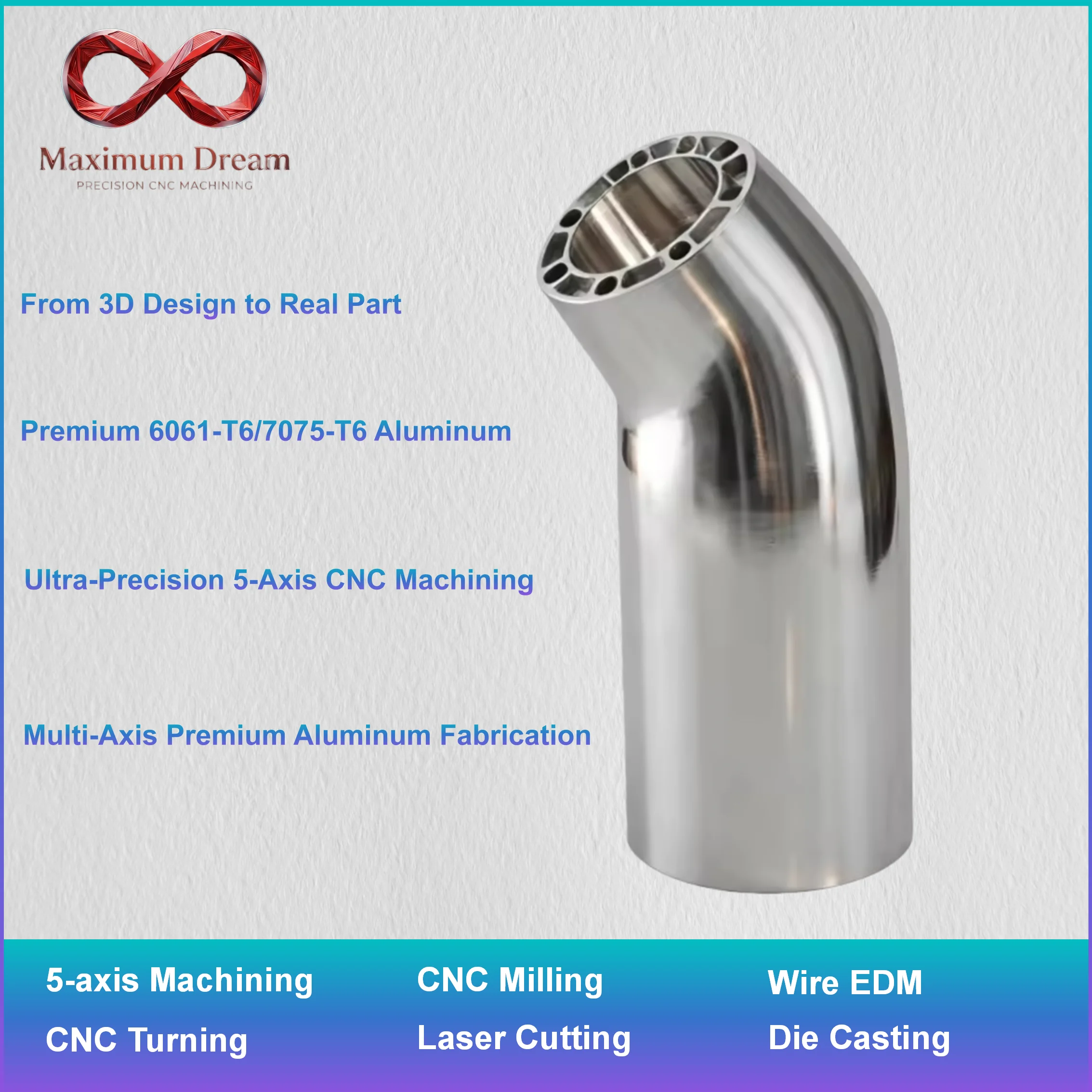Custom 5-Axis CNC Machining Aluminum Parts, Precision Robot Arm Joint Hardware Mechanism Fabrication per CAD Drawing, 1pc
Custom 5-Axis CNC Machining Aluminum Parts, Precision Robot Arm Joint Hardware Mechanism Fabrication per CAD Drawing, 1pc