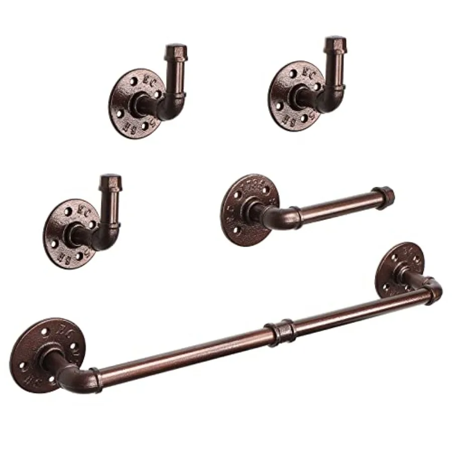 5-Pieces Industrial Pipe Bathroom Hardware Set Include 18 Inch Towel Bar Toilet Paper Holder and 3 Robe Hooks Heavy Duty DIY
5-Pieces Industrial Pipe Bathroom Hardware Set Include 18 Inch Towel Bar Toilet Paper Holder and 3 Robe Hooks Heavy Duty DIY